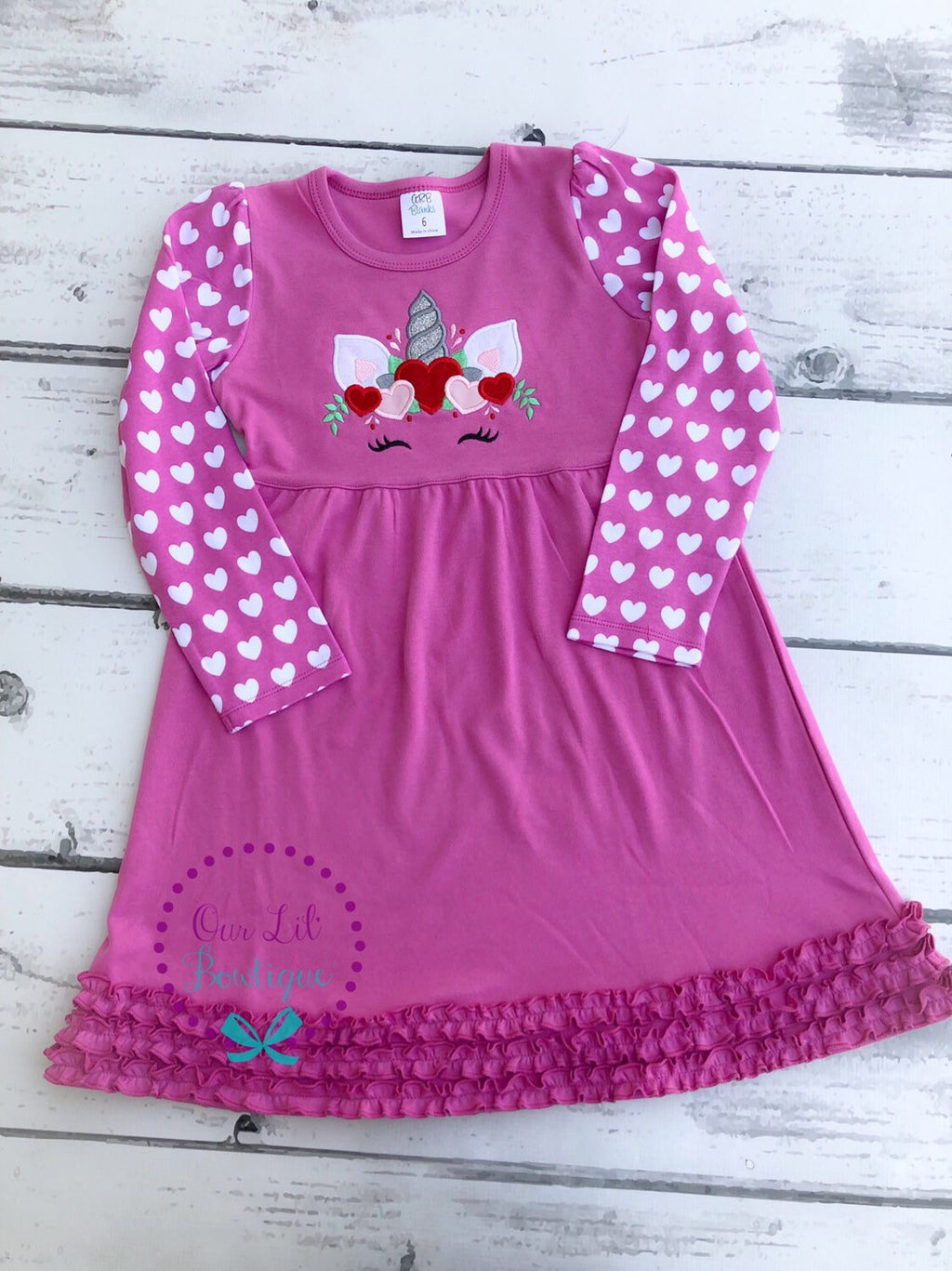 Valentine Unicorn Shirt: Personalized Hearts Appliqué
