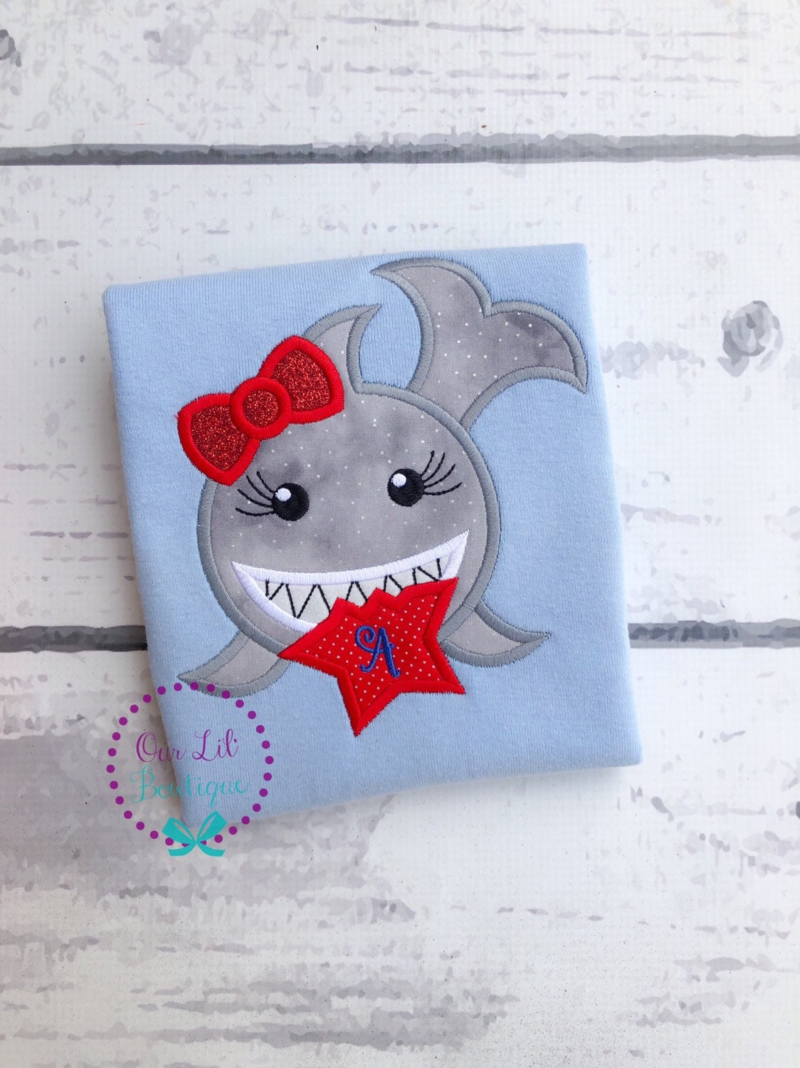 4th of July Shark Shirt: Patriotic Appliqué, Personalized