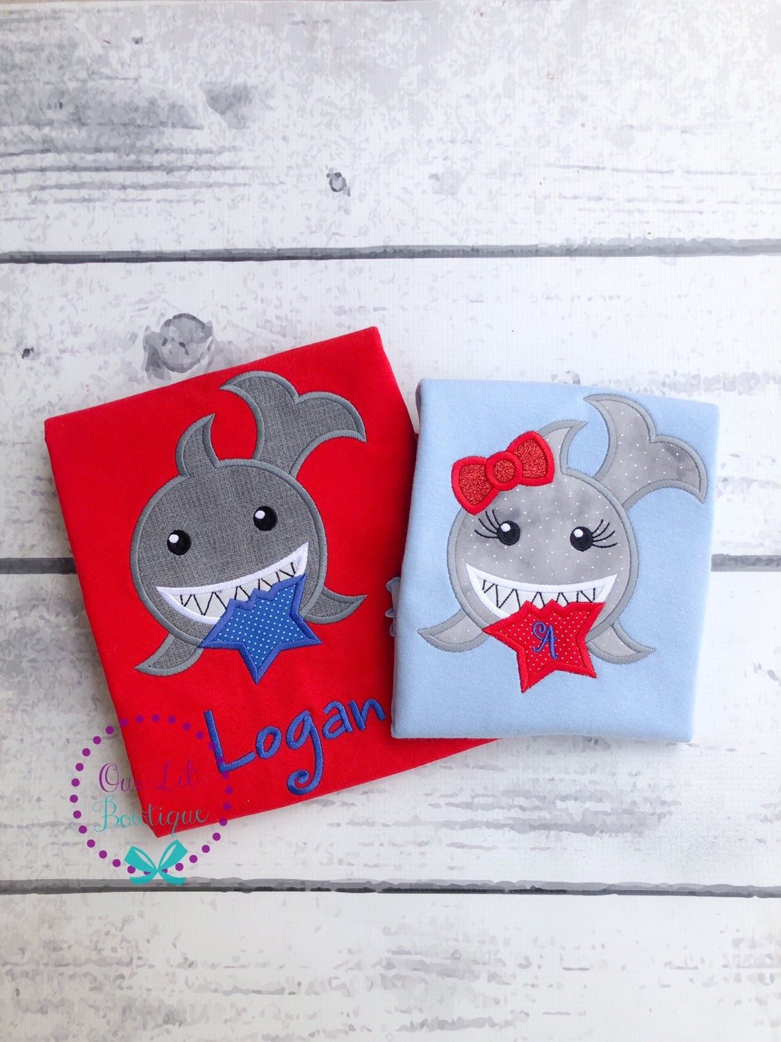 4th of July Shark Shirt: Patriotic Appliqué, Personalized