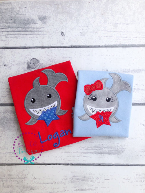 4th of July Shark Shirt: Patriotic Appliqué, Personalized