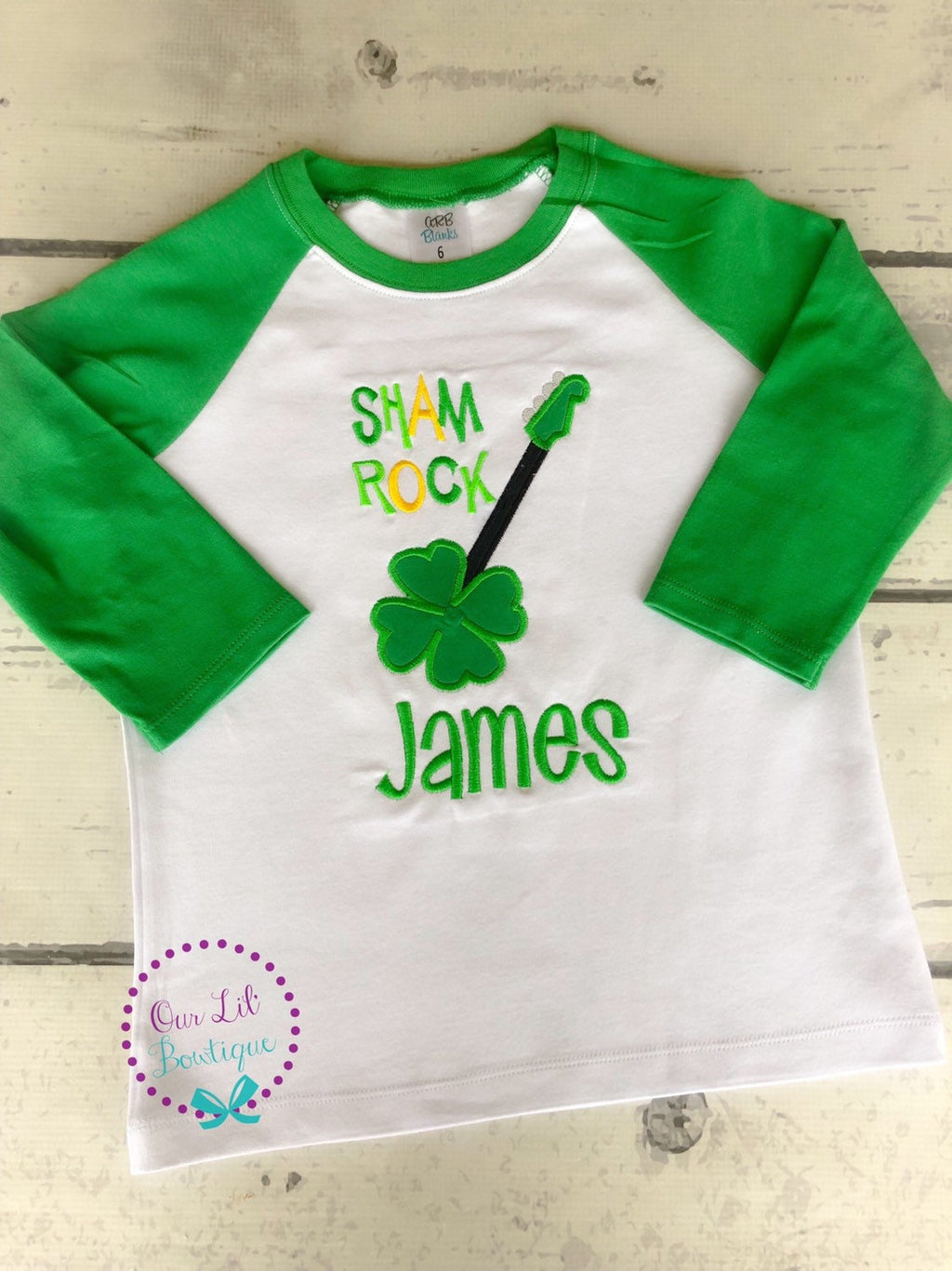 Shamrock Guitar St. Patrick's Day Raglan Shirt - Personalized