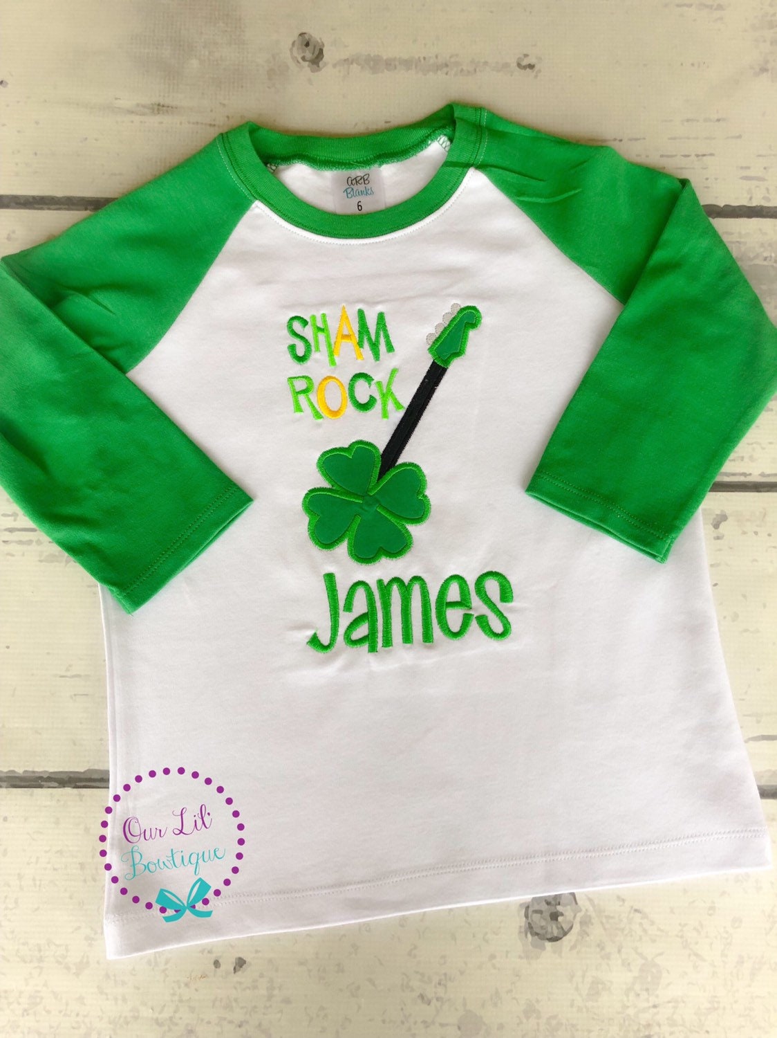 Shamrock Guitar St. Patrick's Day Raglan Shirt - Personalized