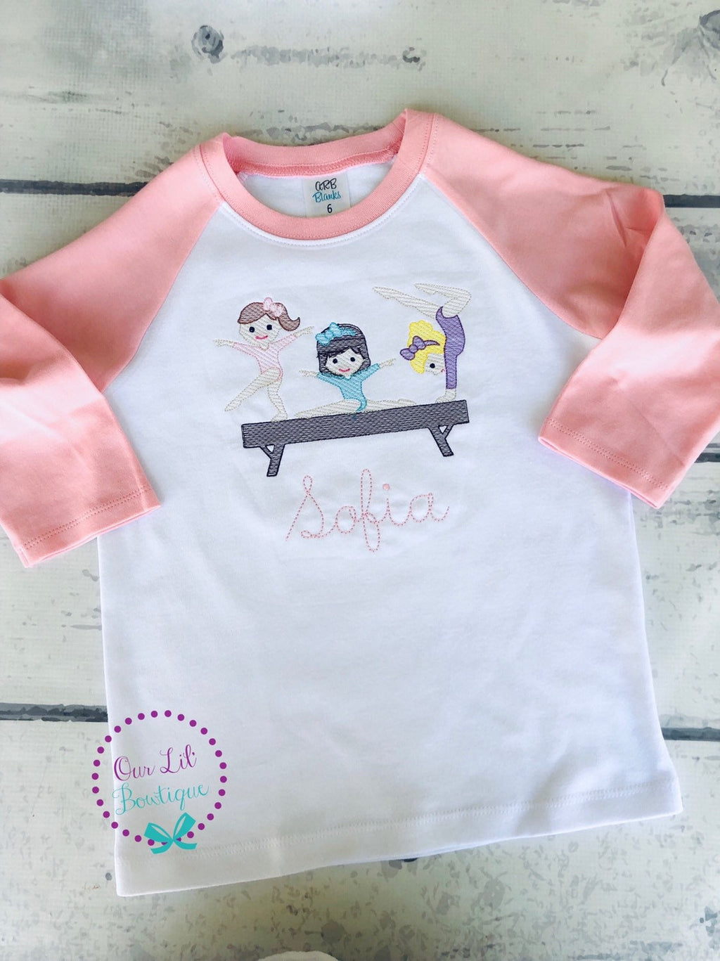 Personalized Gymnastics Shirt: Embroidered Gymnast Sketch Design