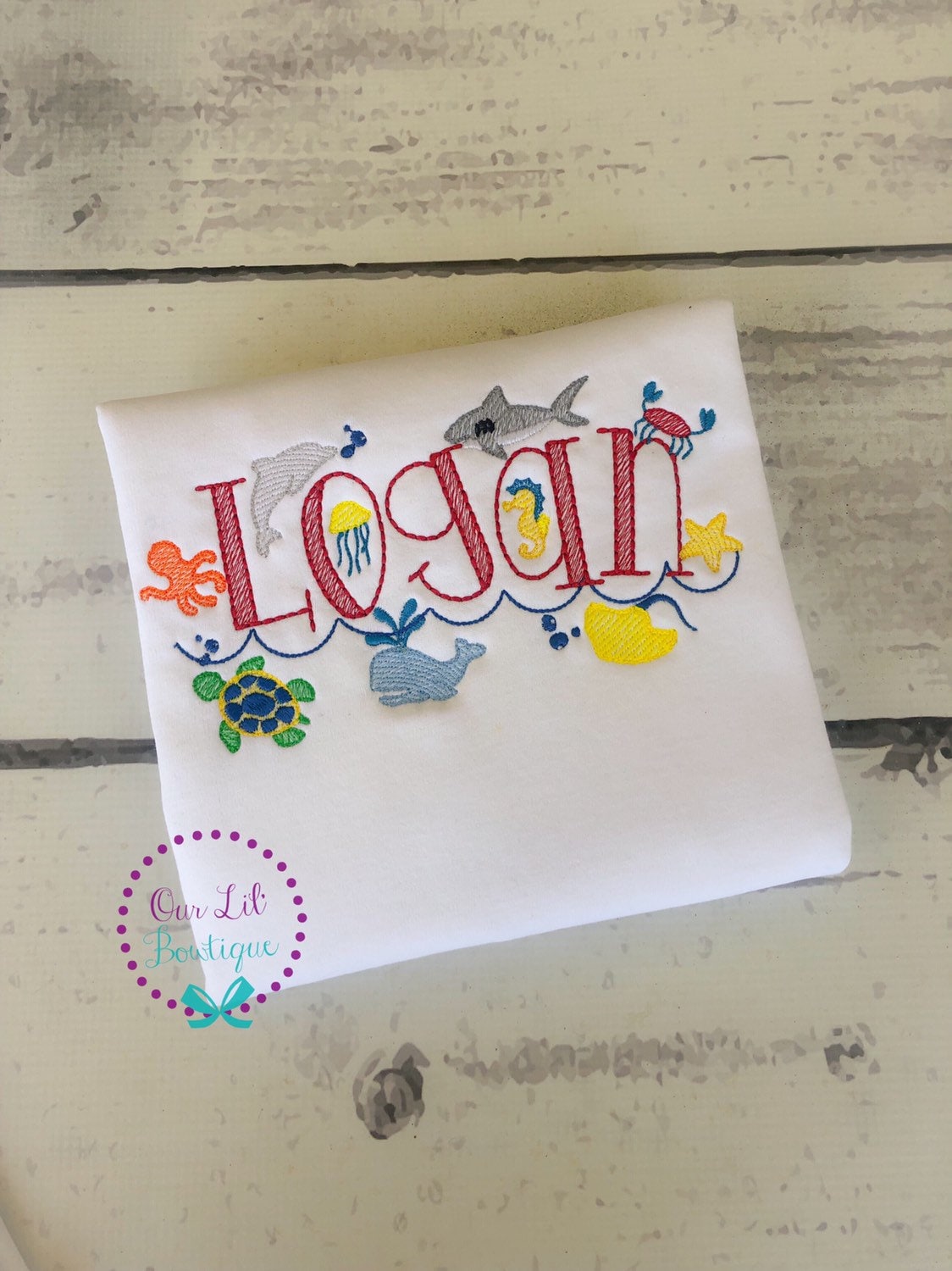 Personalized Under the Sea Birthday Shirt - Embroidered Sea Creatures - Name Shirt - Under the Sea