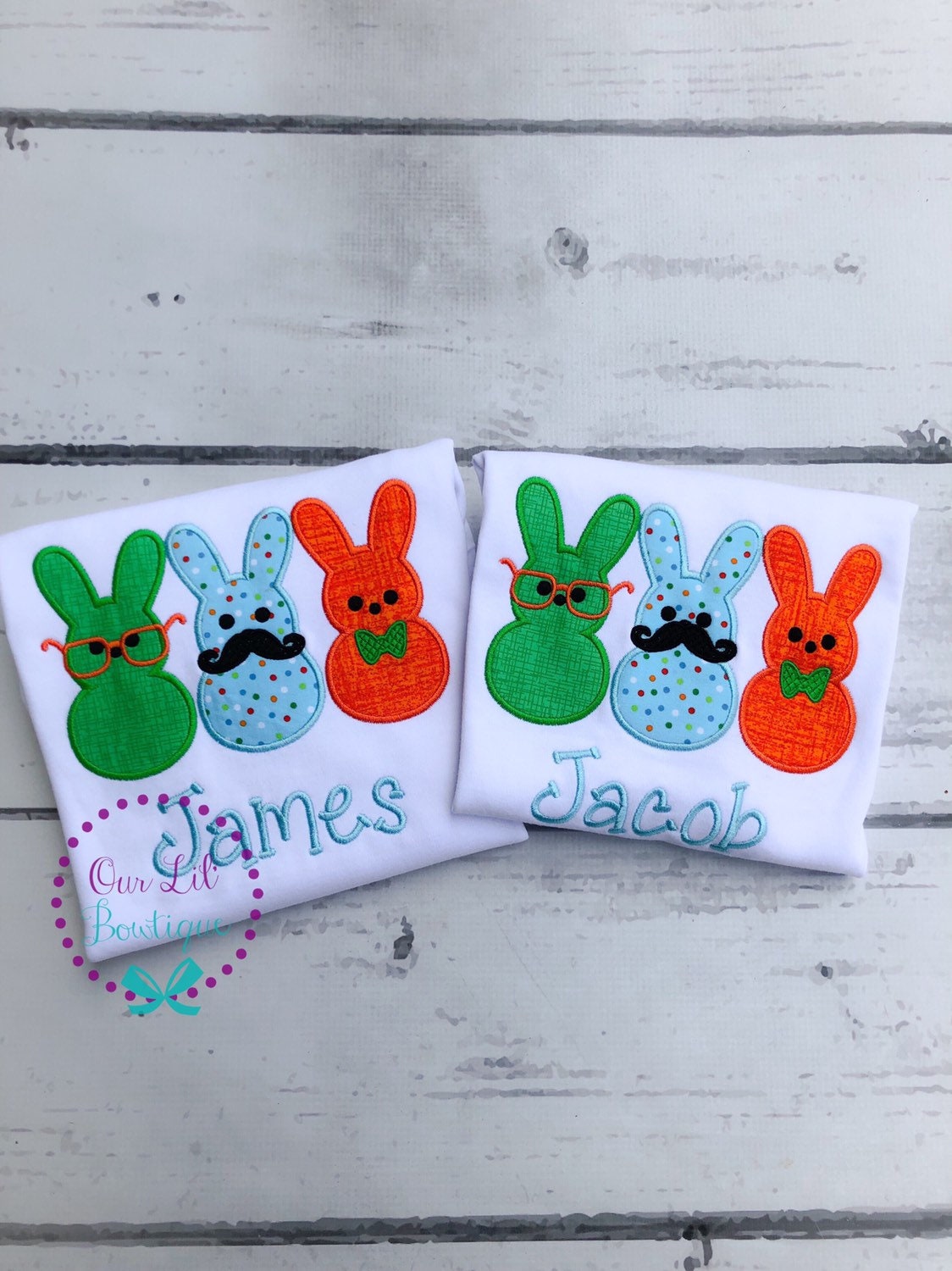 Boys Easter Shirt: Bunny Trio Appliqué, Personalized Easter Gift