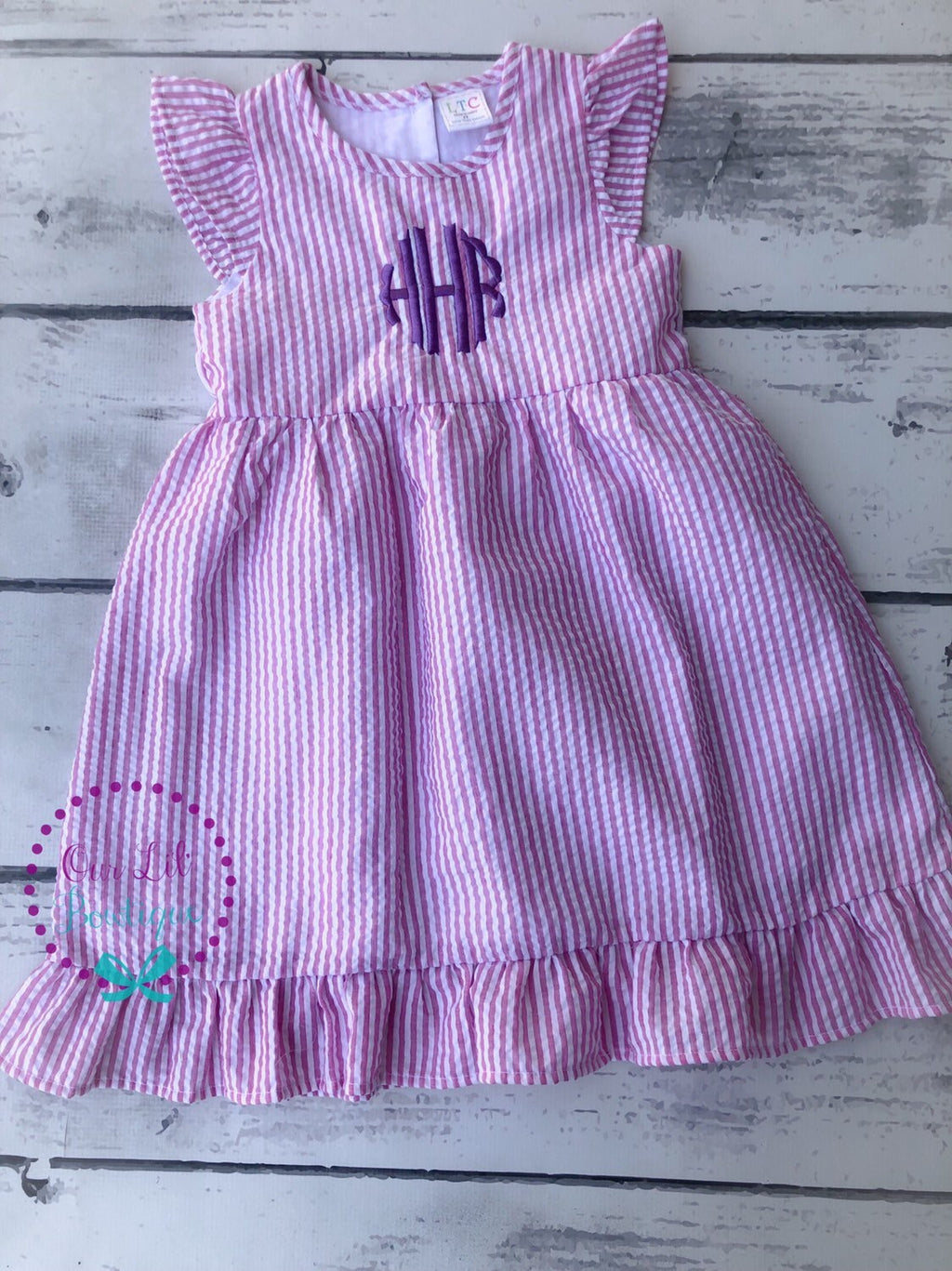 Seersucker Monogrammed Dress - Girls Monogrammed Dress - Seersucker Dress - Personalized Toddler Dress - Back To School Dress - Seersucker