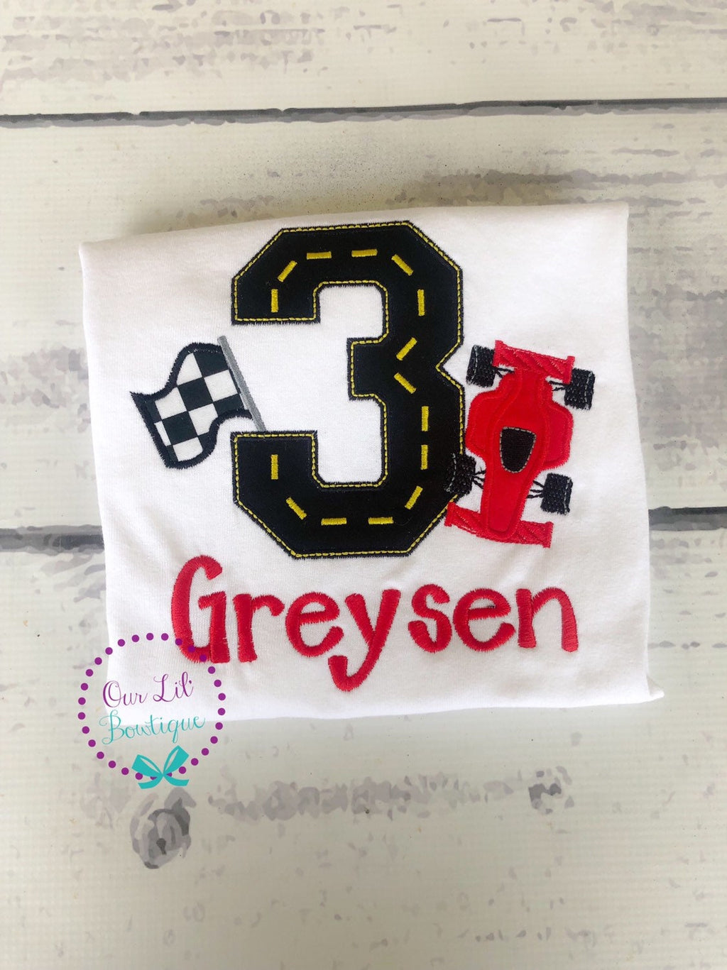 Personalized Race Car Birthday Shirt - Race Track Number Tee - Birthday Shirt