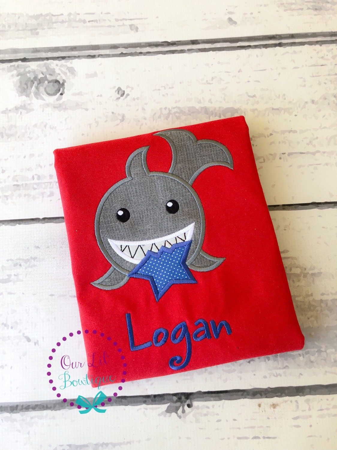 4th of July Shark Shirt: Patriotic Appliqué, Personalized