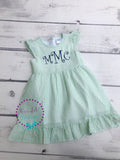 Seersucker Monogrammed Dress - Girls Monogrammed Dress - Seersucker Dress - Personalized Toddler Dress - Back To School Dress - Seersucker