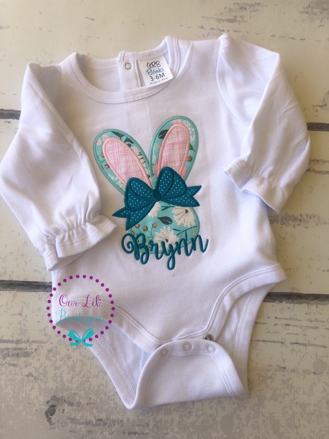 Easter Bunny Applique Shirt- Bunny Shirt - Girl Bunny Shirt - Personalized Easter Shirt - Bunny Ears - Monogram - Easter Bunny Bow