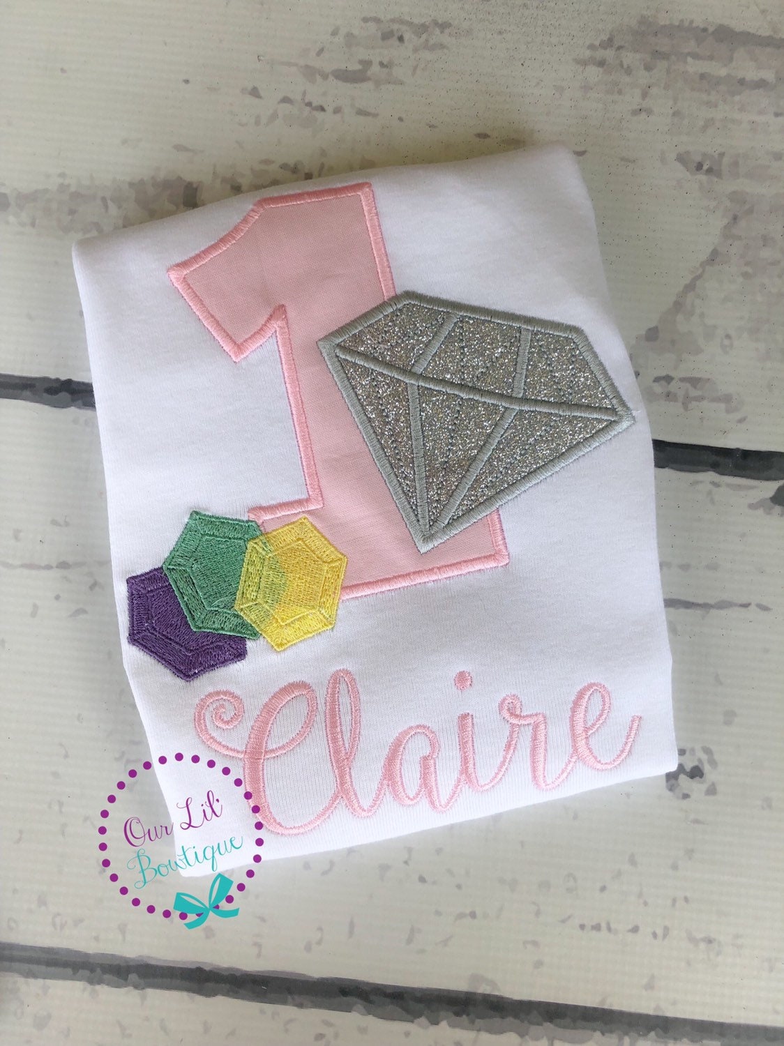 She's A Gem Birthday- Gem Birthday - Birthday Shirt - Personalized Birthday Shirt - Girl - First Birthday - Diamonds- Gem 1st Birthday