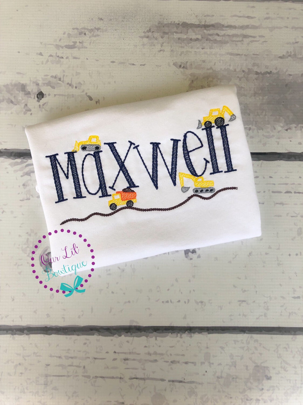 Personalized Construction Truck Birthday Shirt: Embroidered Name Shirt
