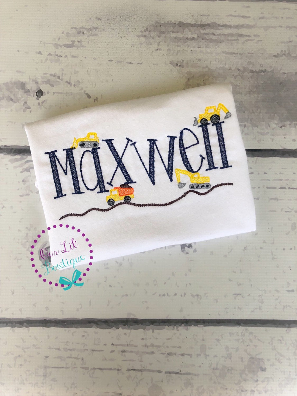 Girls Construction Truck Birthday Shirt: Personalized Name Embroidered Top