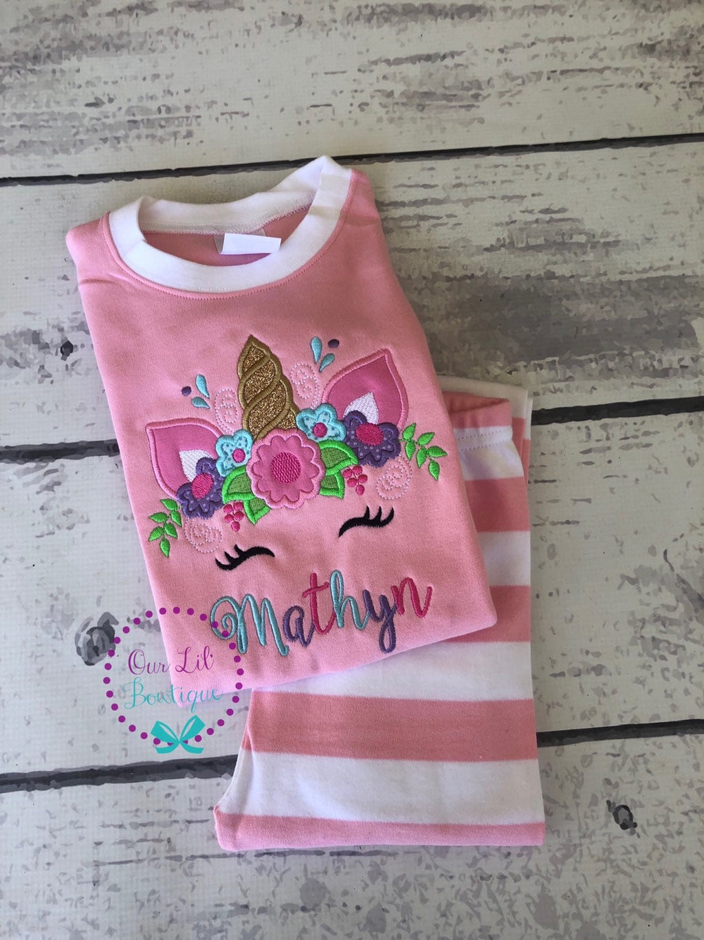 Unicorn Pajamas: Personalized Birthday Applique PJs