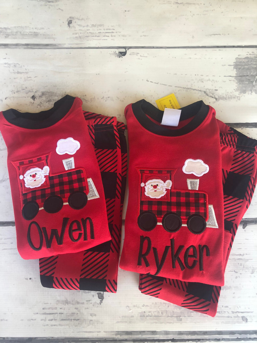 PRE-ORDER Christmas Train - Boy's Christmas PJs- Christmas Tree - Personalized Christmas PJs - Christmas Train Shirt - Christmas Train PJS