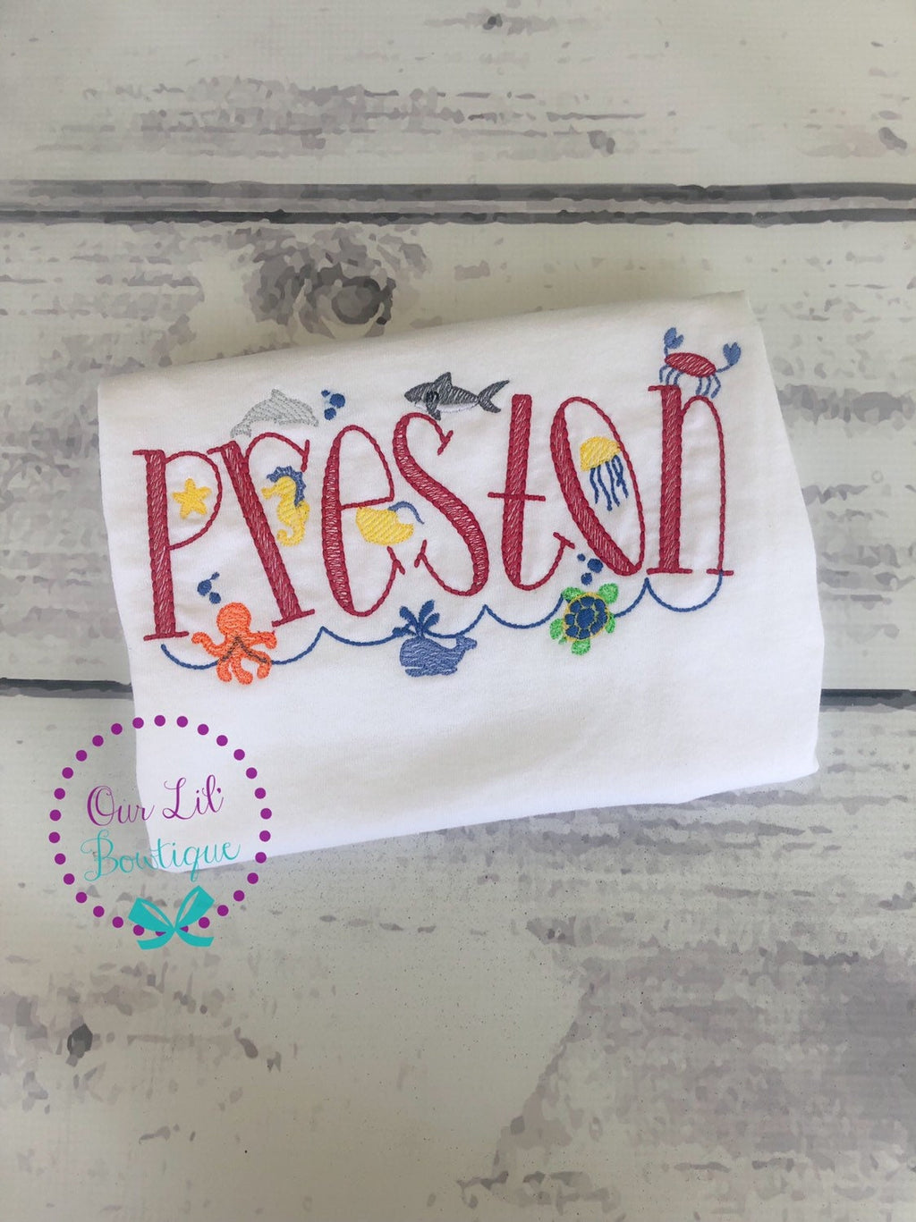 Personalized Under the Sea Birthday Shirt - Embroidered Sea Creatures - Name Shirt - Under the Sea
