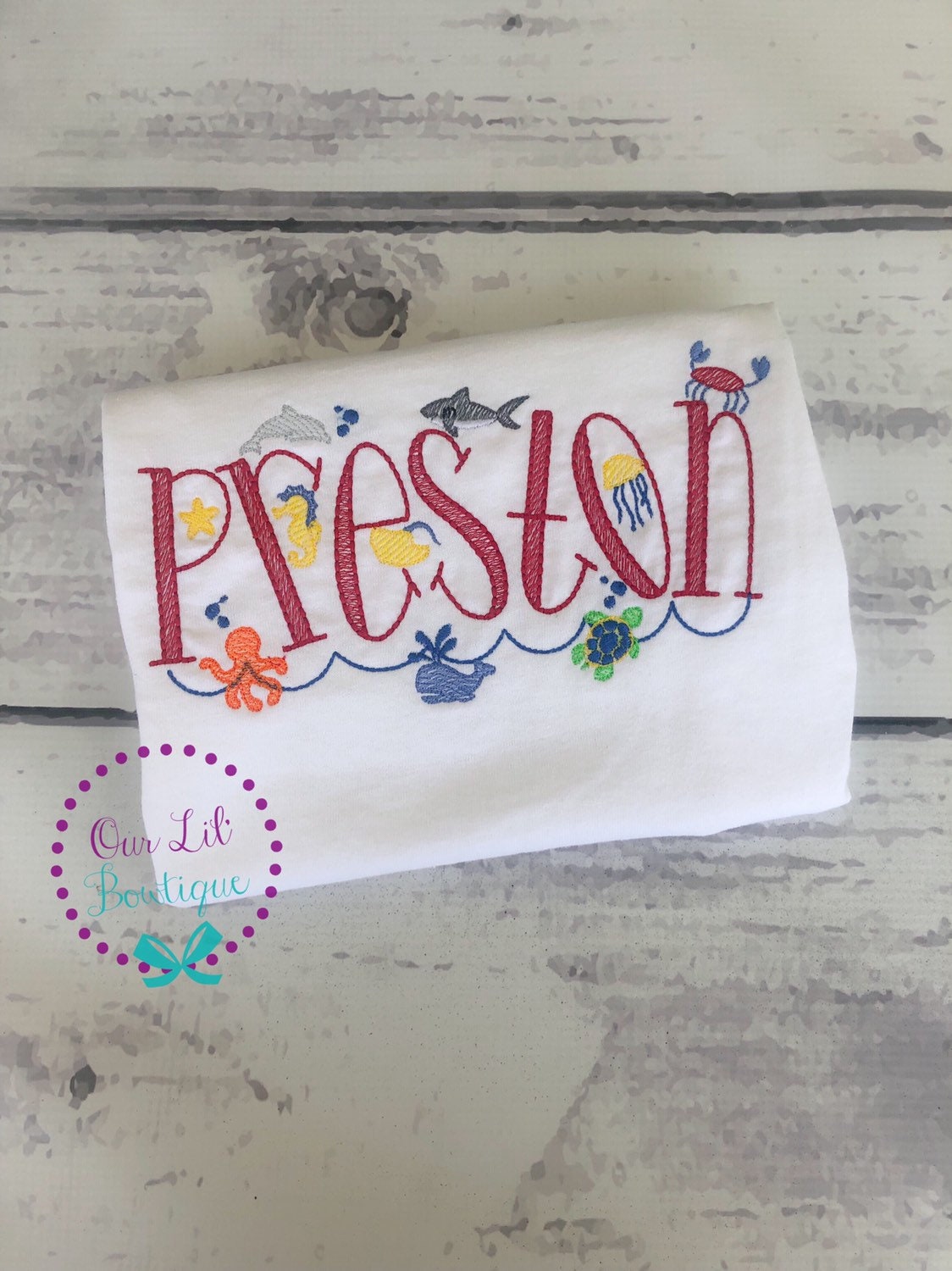 Personalized Under the Sea Birthday Shirt - Embroidered Sea Creatures - Name Shirt - Under the Sea