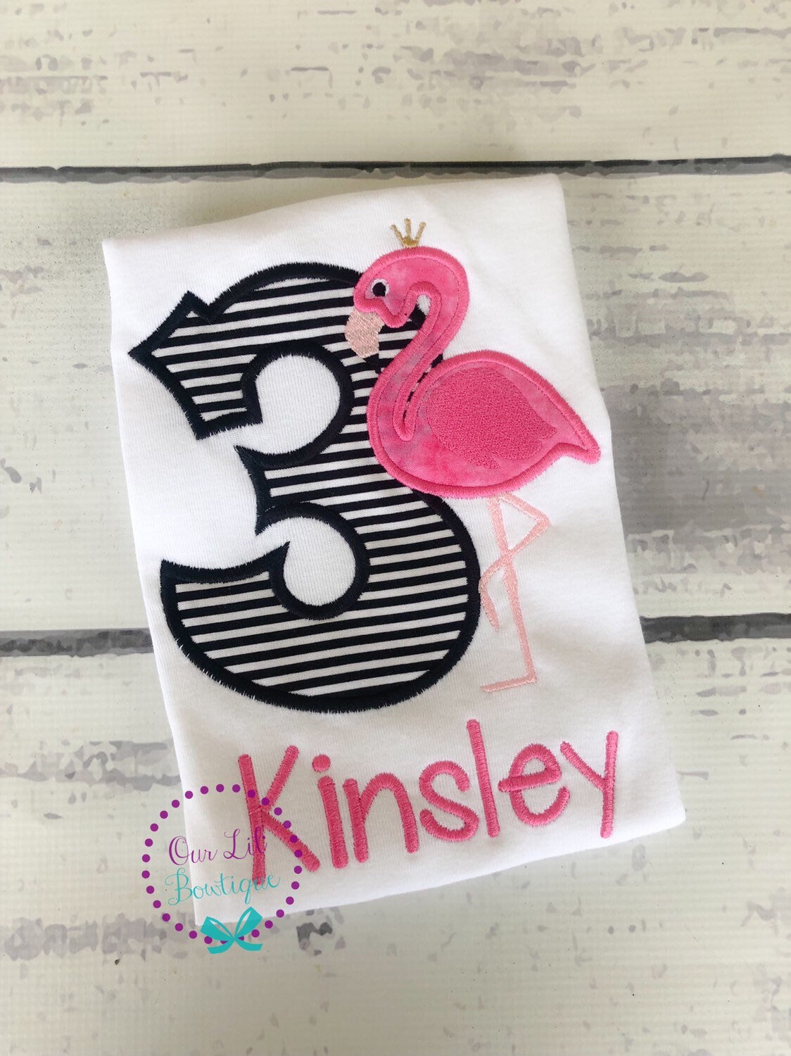 Flamingo Birthday Shirt: Personalized Applique Party Outfit