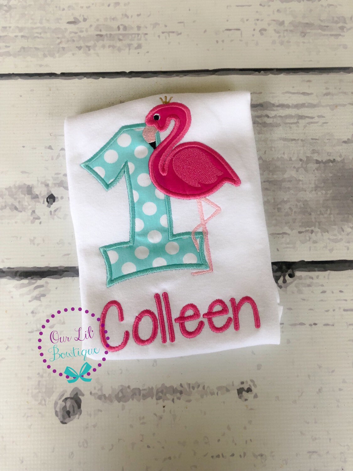 Flamingo Birthday Shirt: Personalized Applique Party Outfit