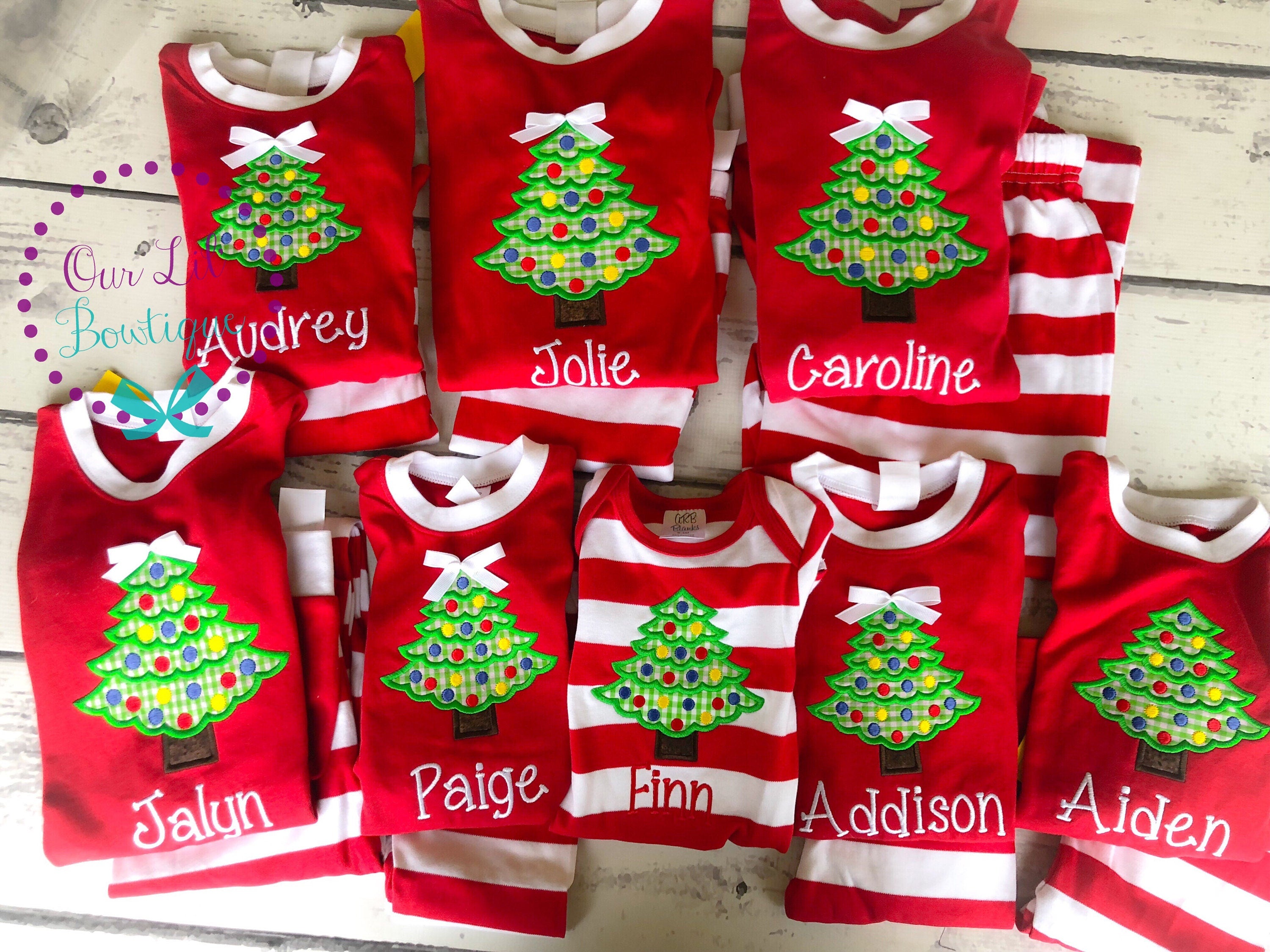 PRE-ORDER Personalized Christmas Tree Pajamas: Appliqué PJs