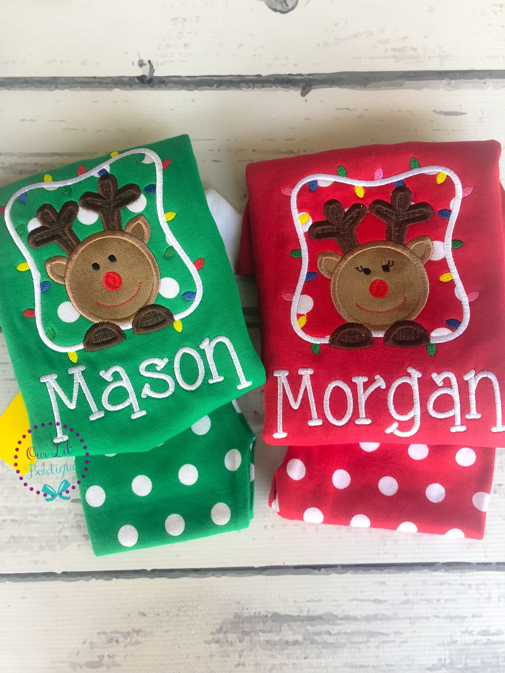 PRE-ORDER Reindeer Christmas Pajamas - Christmas PJs- Pajamas- Personalized Christmas PJs - Christmas Reindeer -Matching Christmas Pajamas
