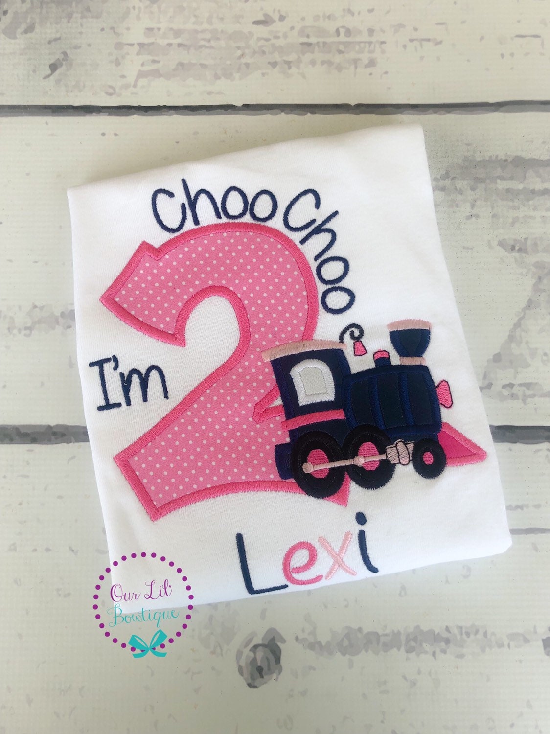 Personalized 2nd Birthday Train Applique Shirt