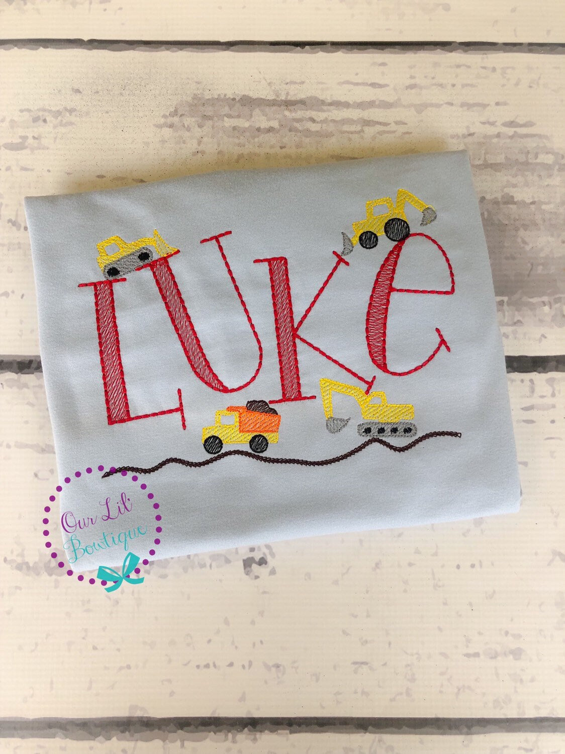 Girls Construction Truck Birthday Shirt: Personalized Name Embroidered Top