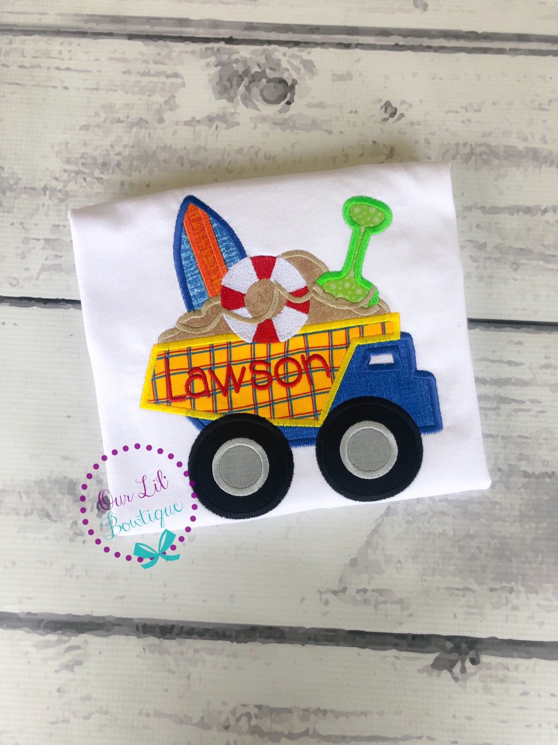 Embroidered Beach Truck Shirt: Personalized Summer Applique
