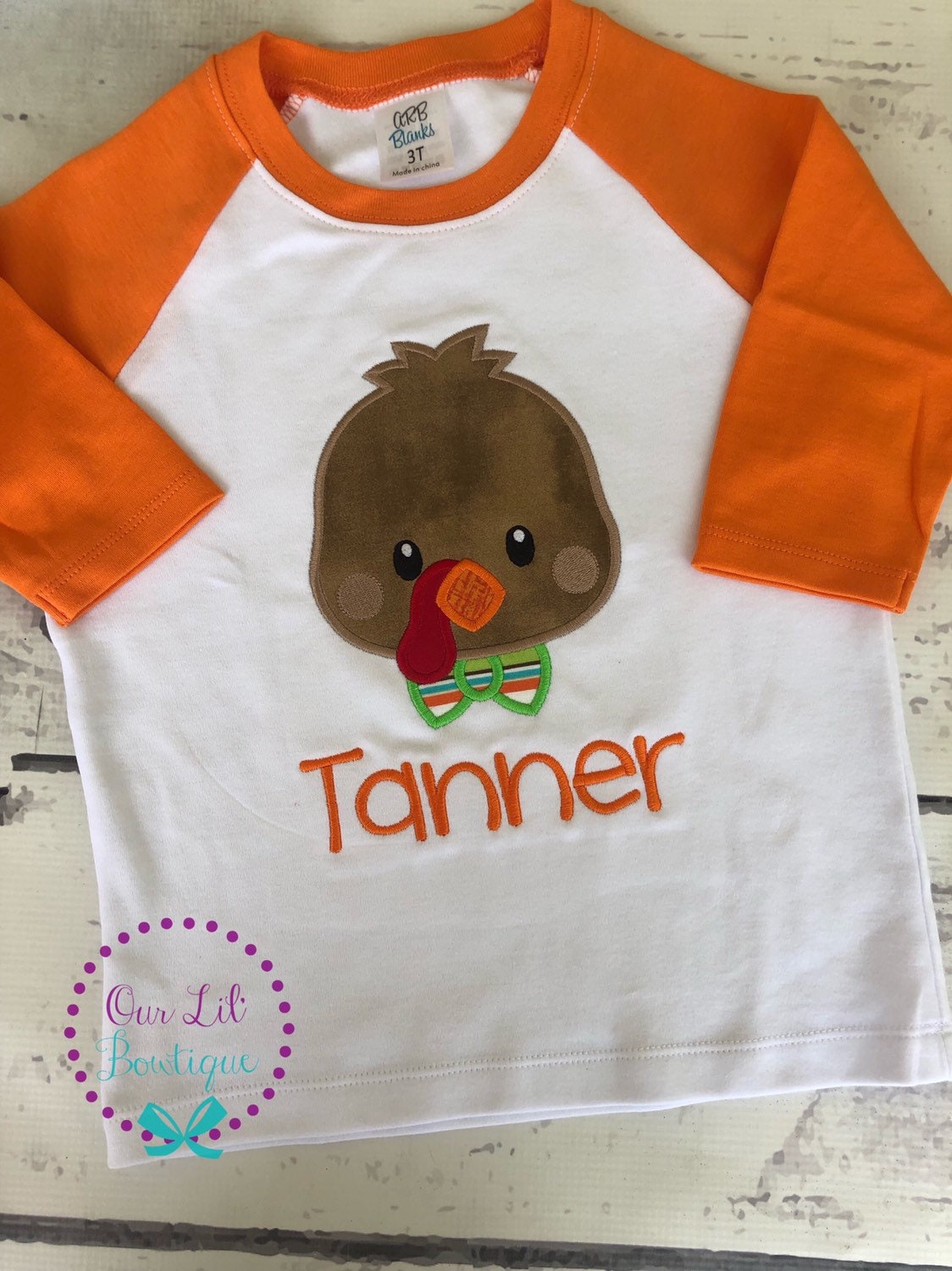 Thanksgiving Turkey Applique Shirt: Personalized First Thanksgiving