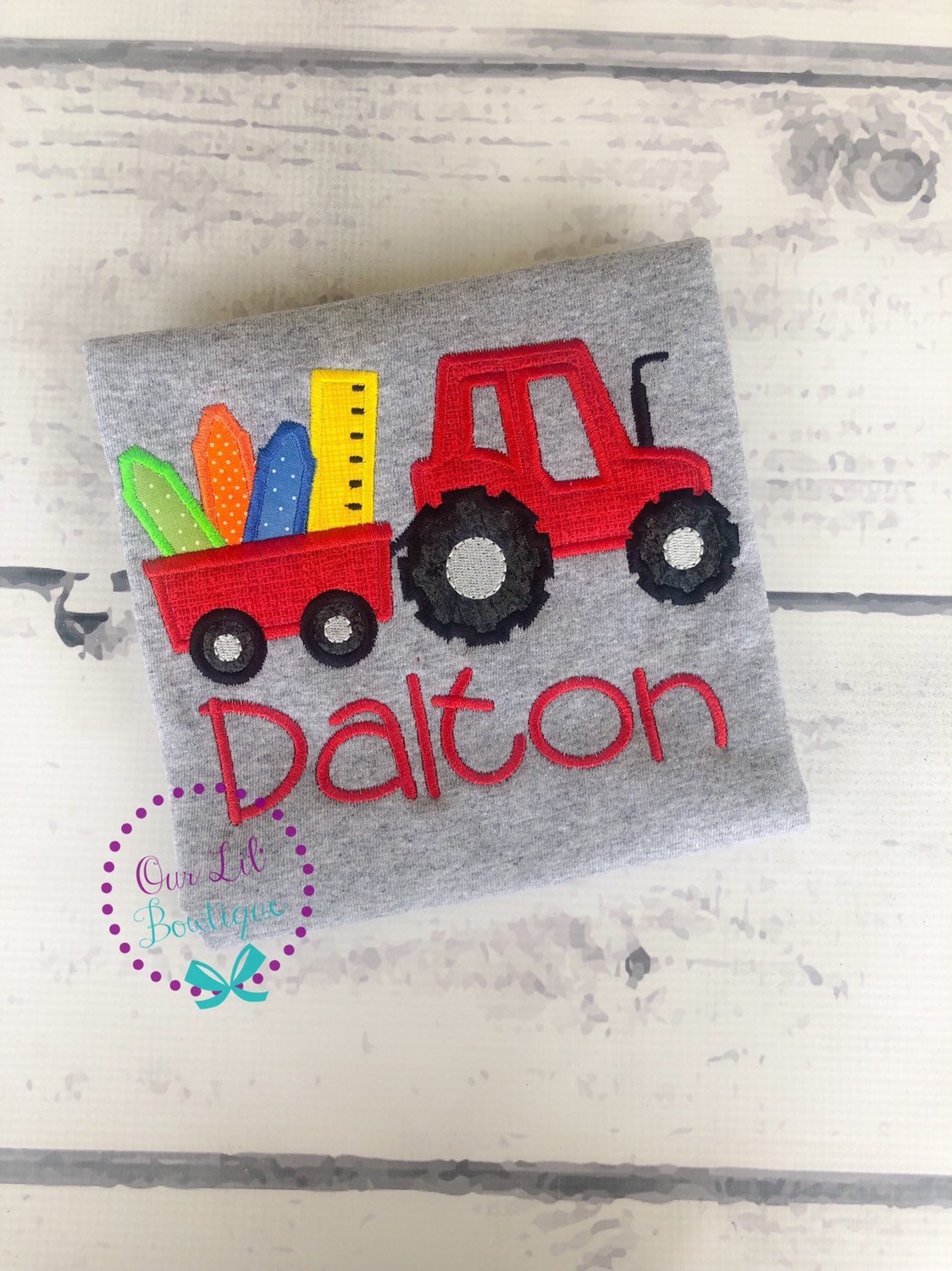 School Shirt - Preschool Shirt - Tractor Shirt - School Supplies - Kindergarten Shirt - Boy Back to School Shirt Tractor School Supply Shirt