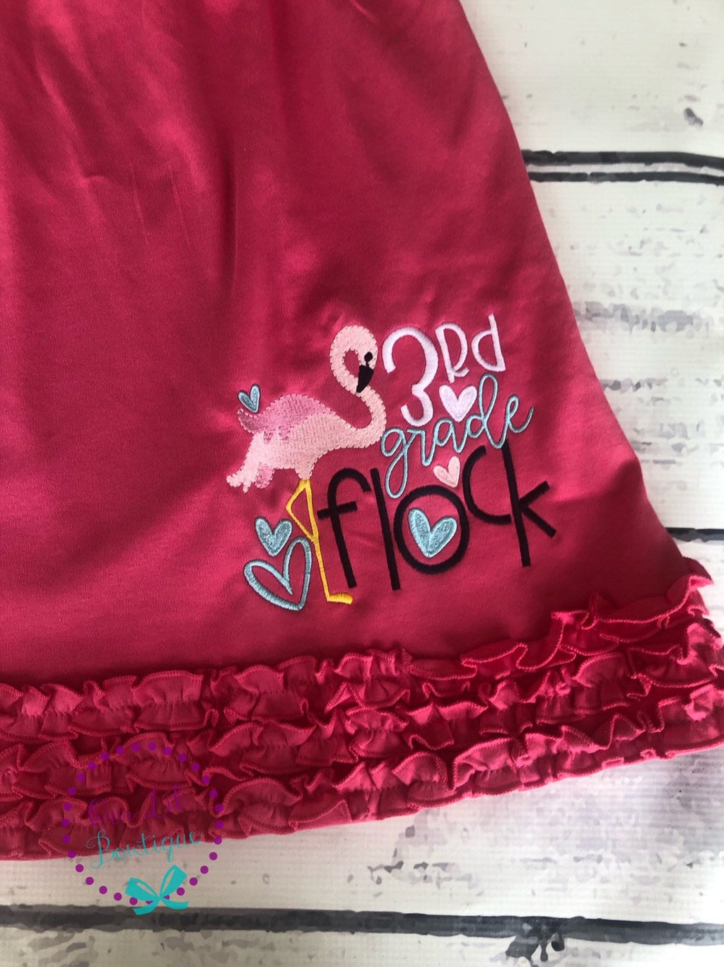 Embroidered Flamingo Back to School Shirt: Personalized School Dress