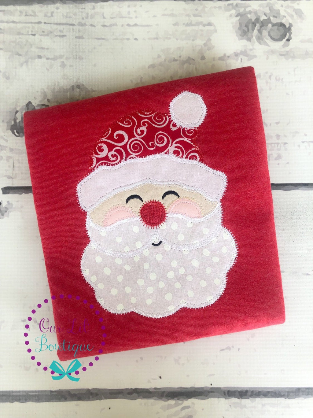 Personalized Santa Applique Christmas Shirt