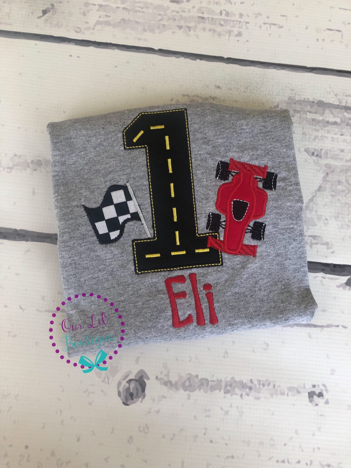 Personalized Race Car Birthday Shirt - Race Track Number Tee - Birthday Shirt