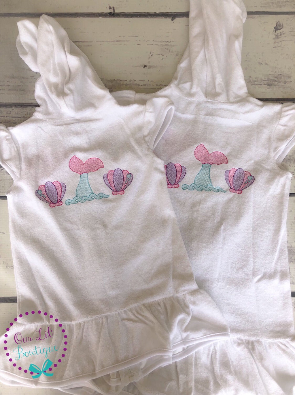 Personalized Mermaid Terry Cloth Cover Up: Toddler Swim, Dance Costume