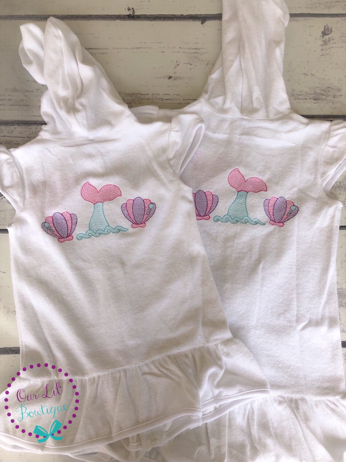 Personalized Mermaid Terry Cloth Cover Up: Toddler Swim, Dance Costume