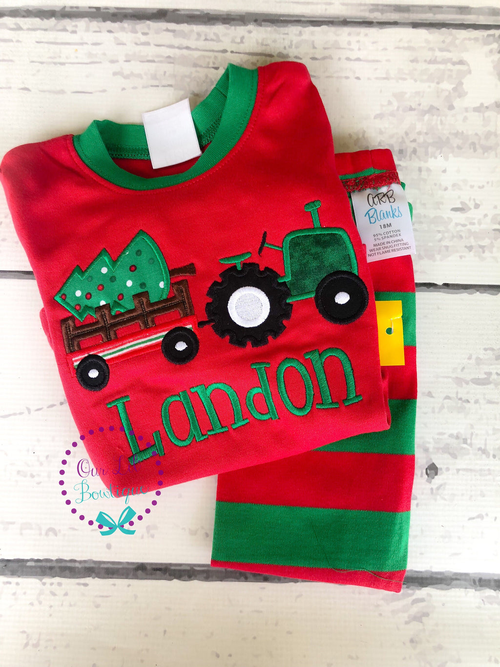 PRE-ORDER - Christmas Tractor- Boy's Christmas PJs- Christmas Tree - Personalized Christmas PJs - Christmas Tractor -Tractor Pajamas-Tractor