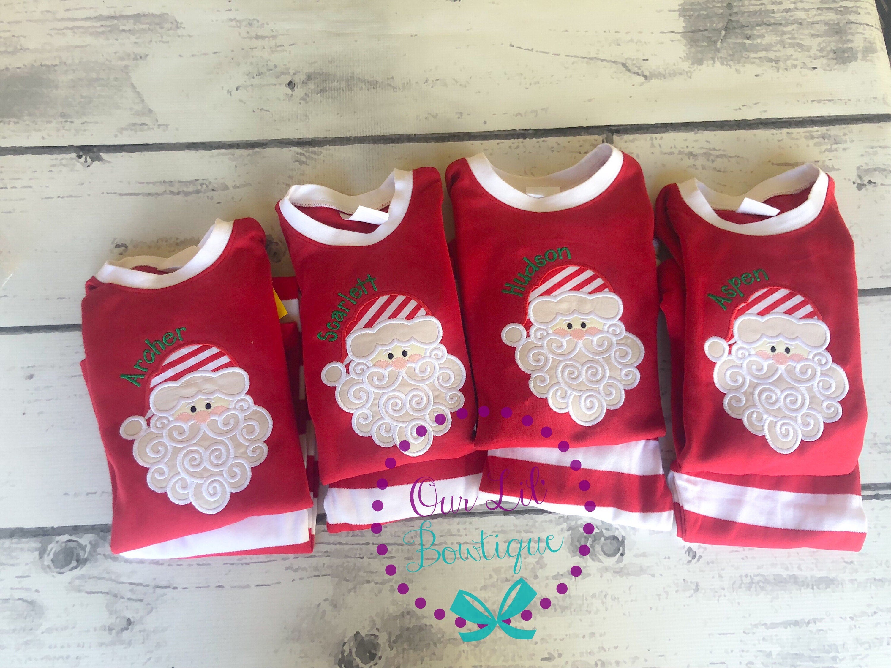 PRE-ORDER Santa Pajamas - Christmas Pajamas - Santa PJS- Girls Christmas Pajamas - Boys Christmas Pajamas - Santa Christmas PJs - Plaid