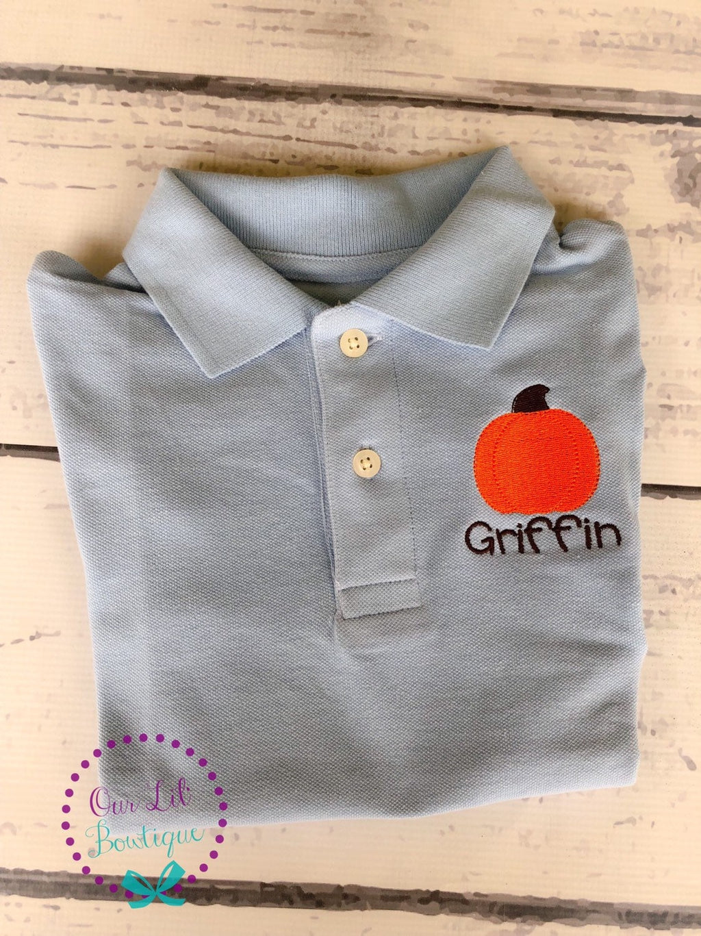 Pumpkin Monogram Polo - Thanksgiving Fall Shirt