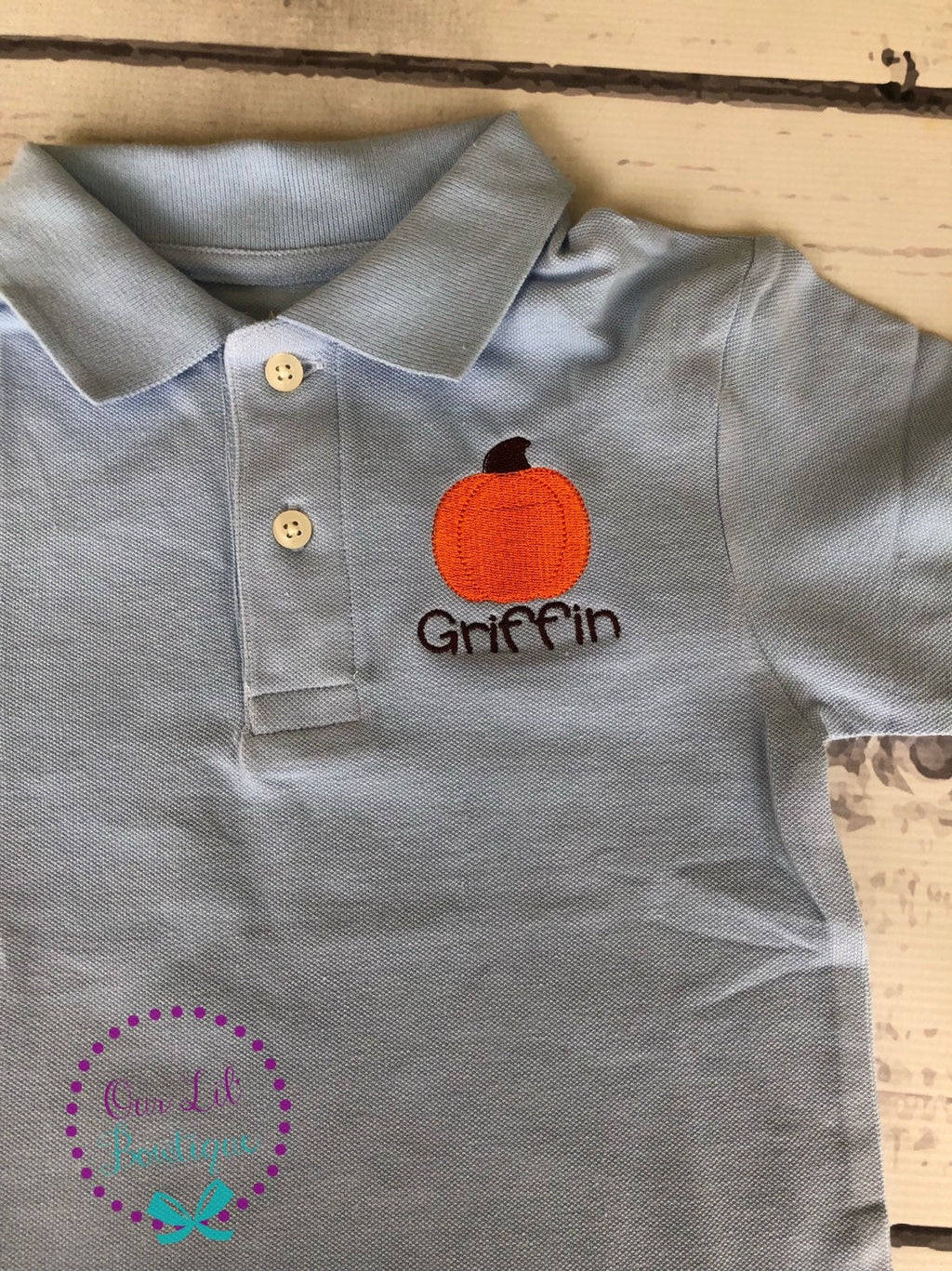 Pumpkin Monogram Polo - Thanksgiving Fall Shirt