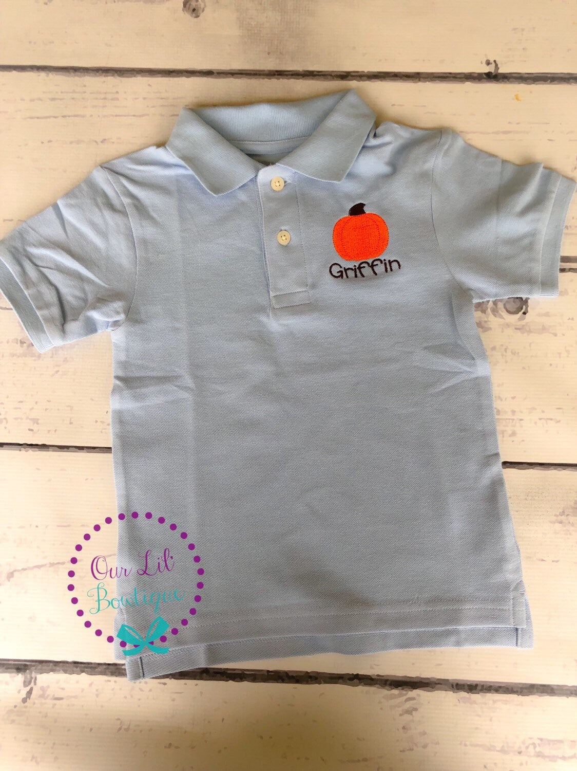 Pumpkin Monogram Polo - Thanksgiving Fall Shirt