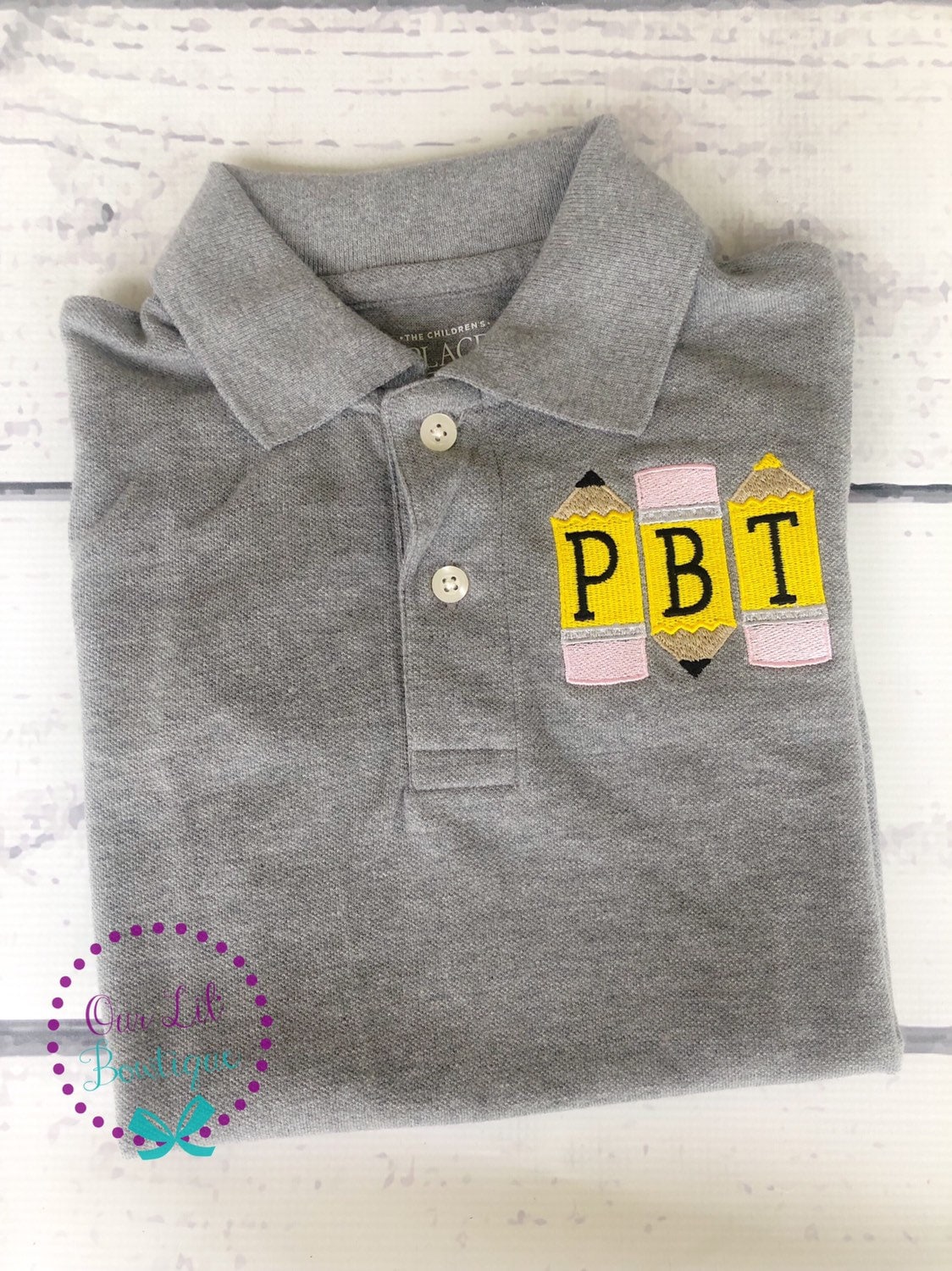 Monogrammed Pencil Polo Shirt - Back to School Outfit