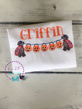Dog with Pumpkin Halloween Shirt: Vintage Stitch Appliqué