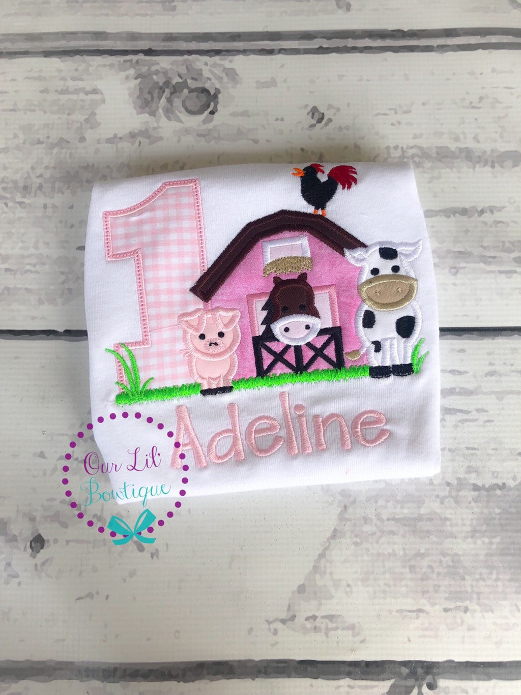 Personalized Farm Birthday Appliqué Shirt - Barn Animals Tee - Farm Birthday - Farm Animals