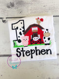 Personalized Farm Birthday Shirt: Barnyard Animals Appliqué