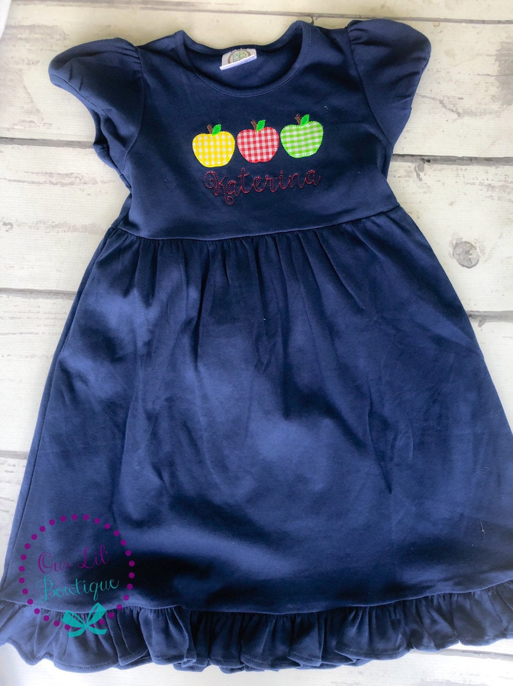 Apple School Dress - School Dress - Girls Apple Dress - Kindergarten Shirt -Preschool Dress-Monogram- Apples - Apple Shirt - Apple Picking