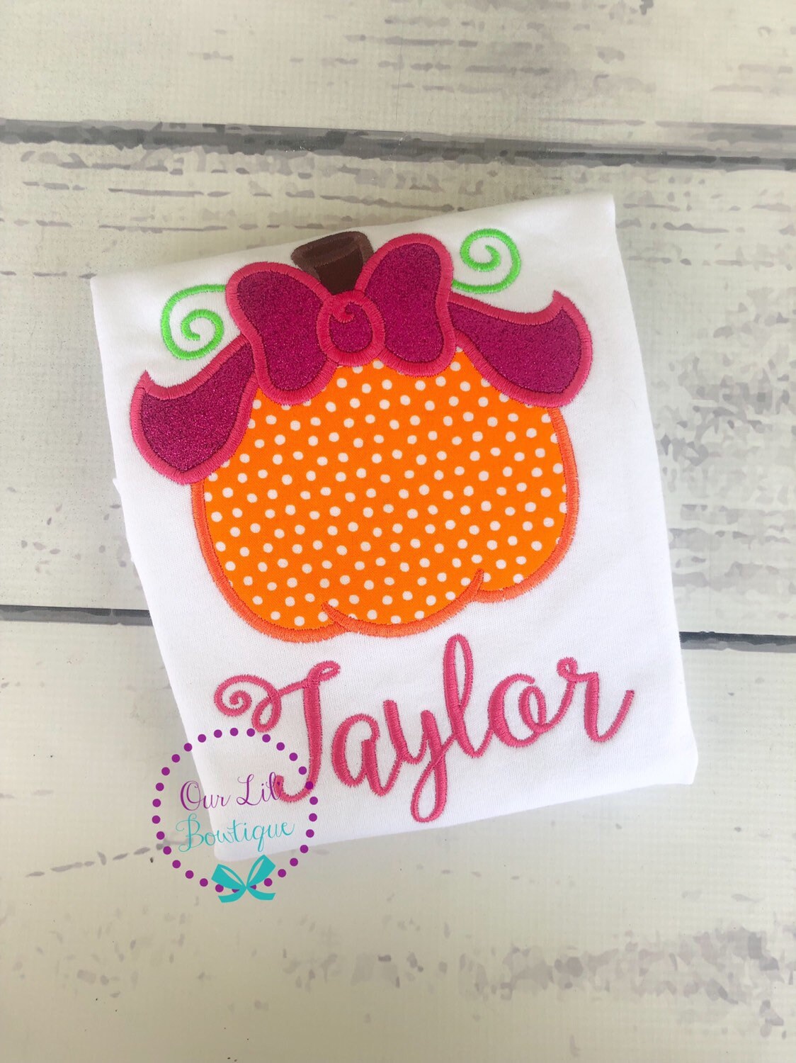 Girls Pumpkin Appliqué Shirt: Halloween Birthday Monogram