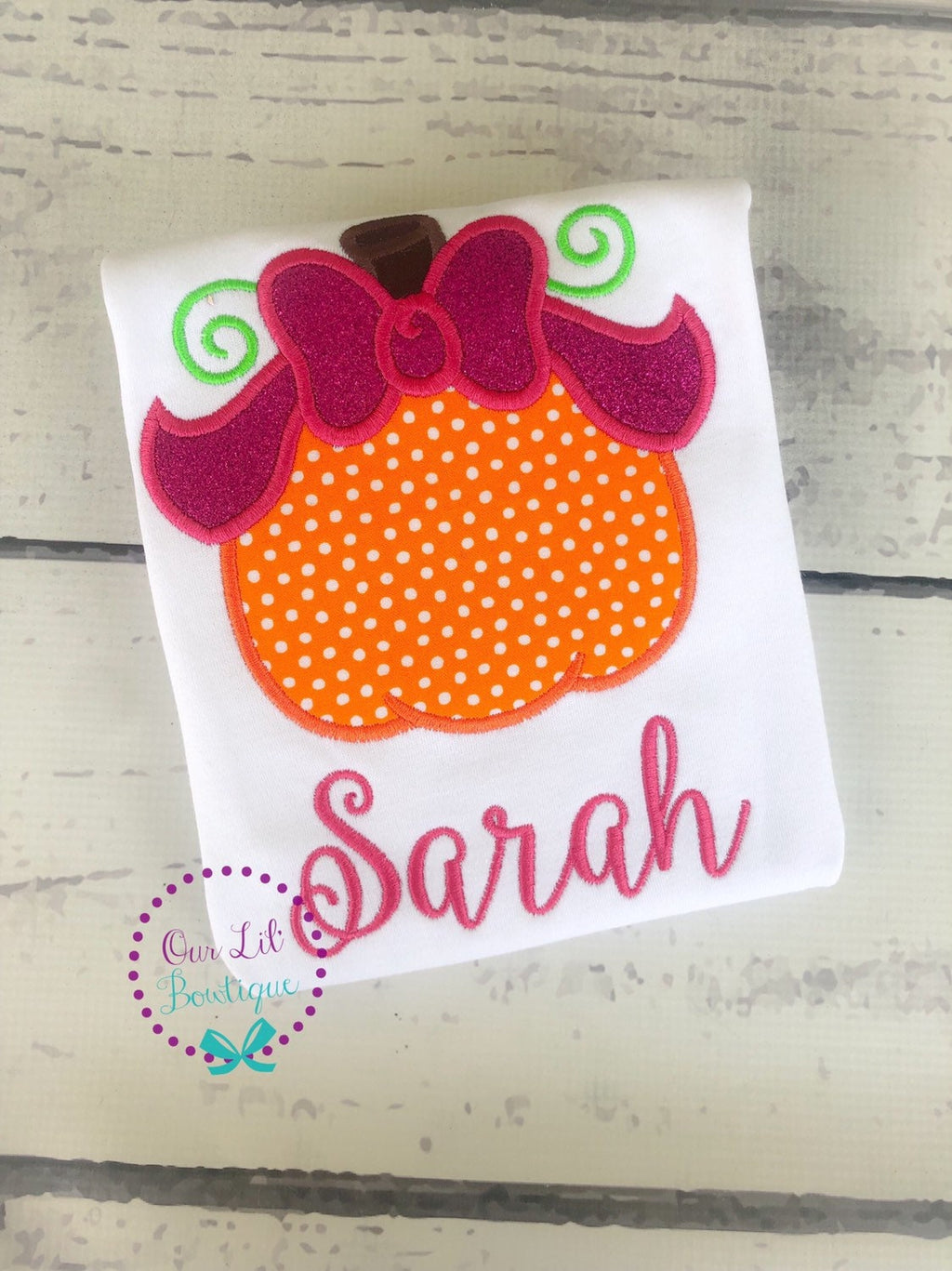 Girls Pumpkin Appliqué Shirt: Halloween Birthday Monogram