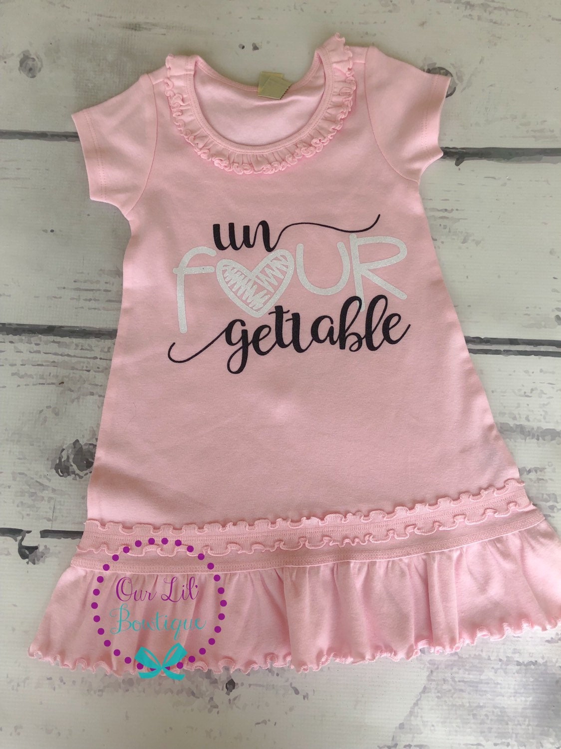 UnFOURgettable 4th Birthday Dress: Custom Embroidered Outfit