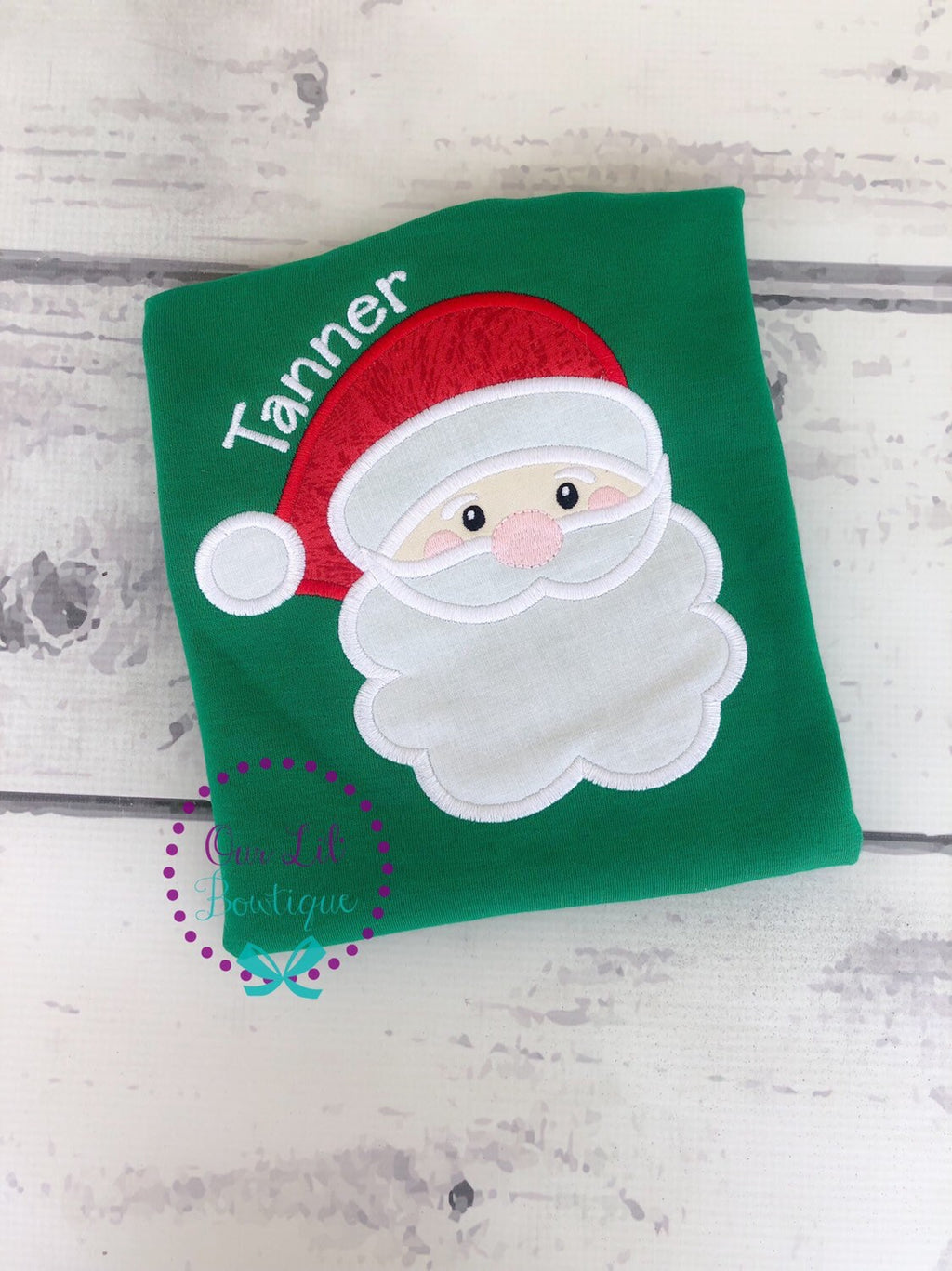 Personalized Santa Applique Christmas Shirt