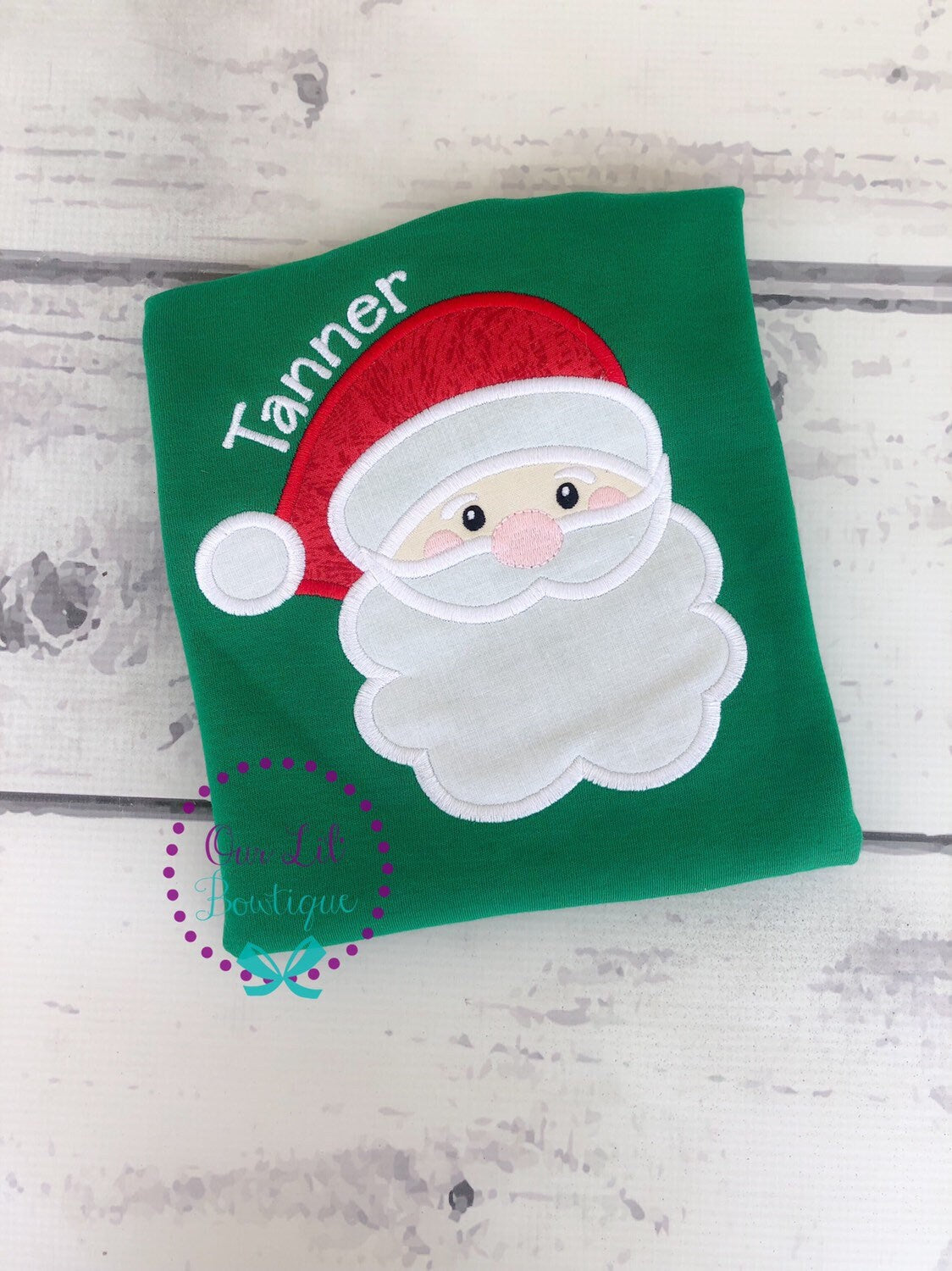 Personalized Santa Applique Christmas Shirt